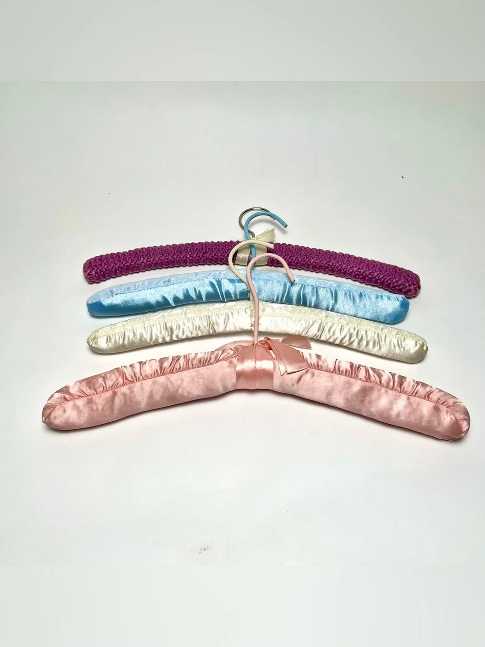 Vintage Padded Hangers Lot of 16 Satin Lace Crochet Velvet Paisley Ribbon Bows